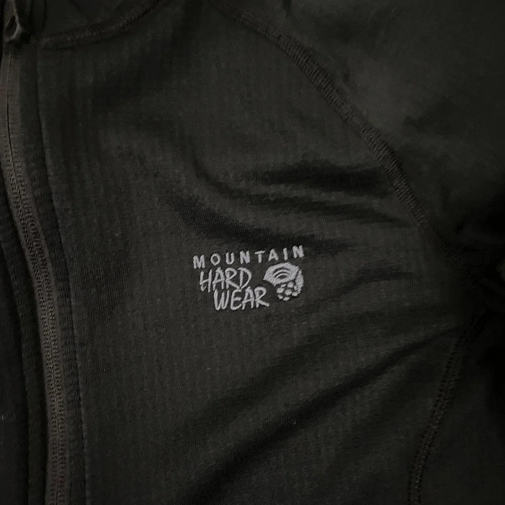 Mountain Hardwear Jacket Women Medium Black Fleece Waffle Grid Polartec Full Zip
