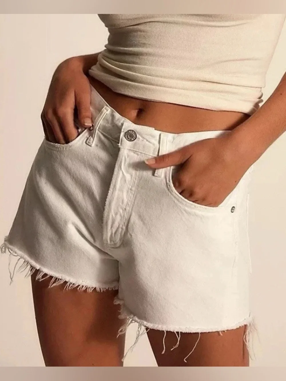 Agolde Parker White Jean Shorts Womens Size 34 Dough New w/ tags