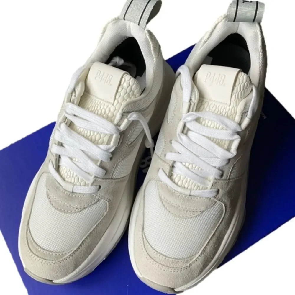 P448 Women's Bambi Sneakers in White Size 7 EUR 37 NEW NIB