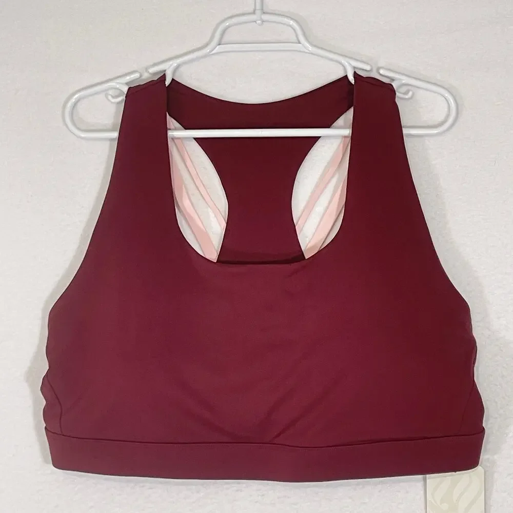 Fabletics Kessler Medium Impact Sports Bra Womens Plus 3X 20-22 Dark Red NWT