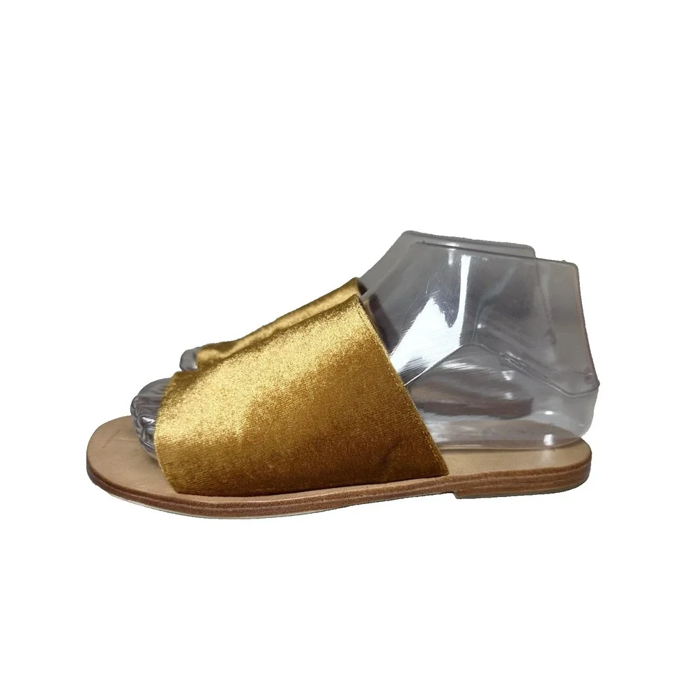 James Smith Off Duty‎ Marigold Velvet Velour Slides Sandals Women's US 6 EU 36