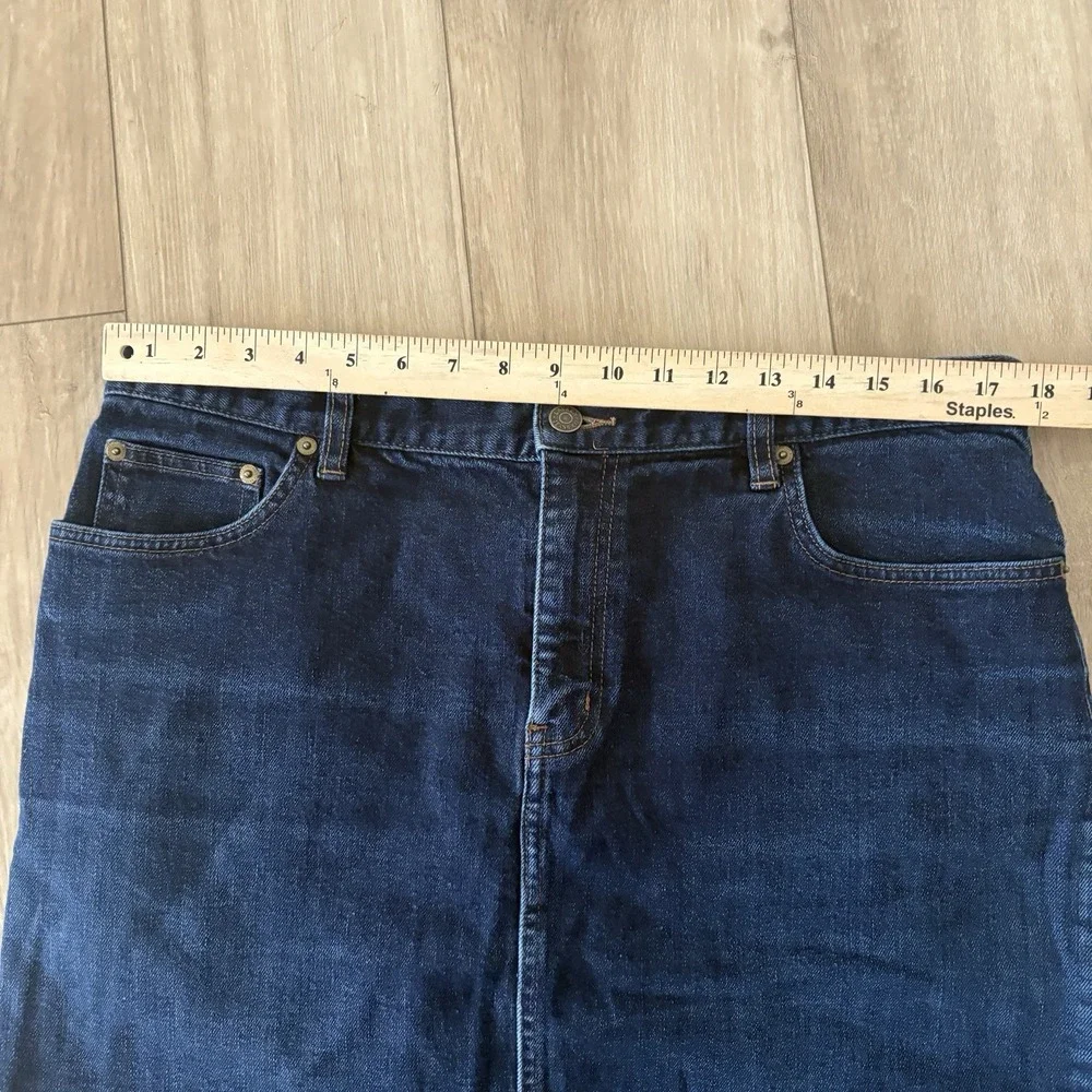 Lauren Ralph Skirt Womens 14 Blue Denim Mid Rise Straight Pencil 90s Old Money