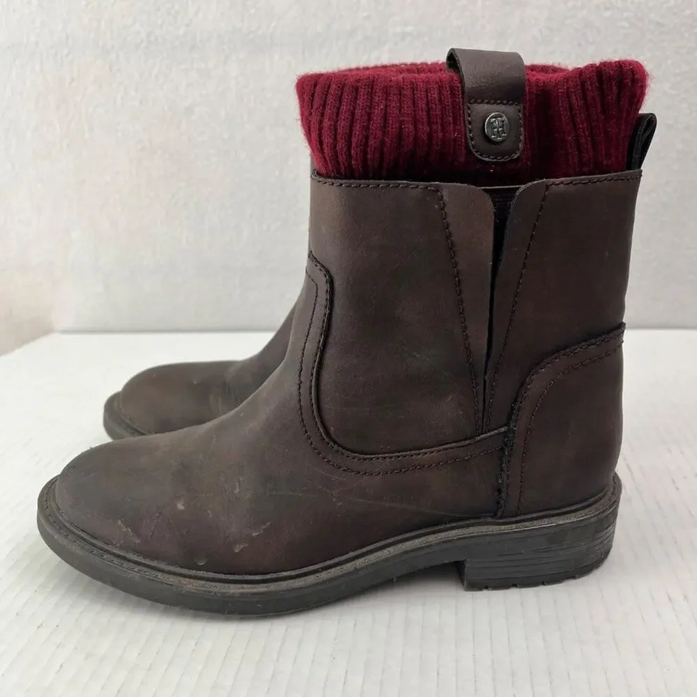 Tommy Hilfiger Boots Womens  6.5 Brown Ankle Boots slip-on sock