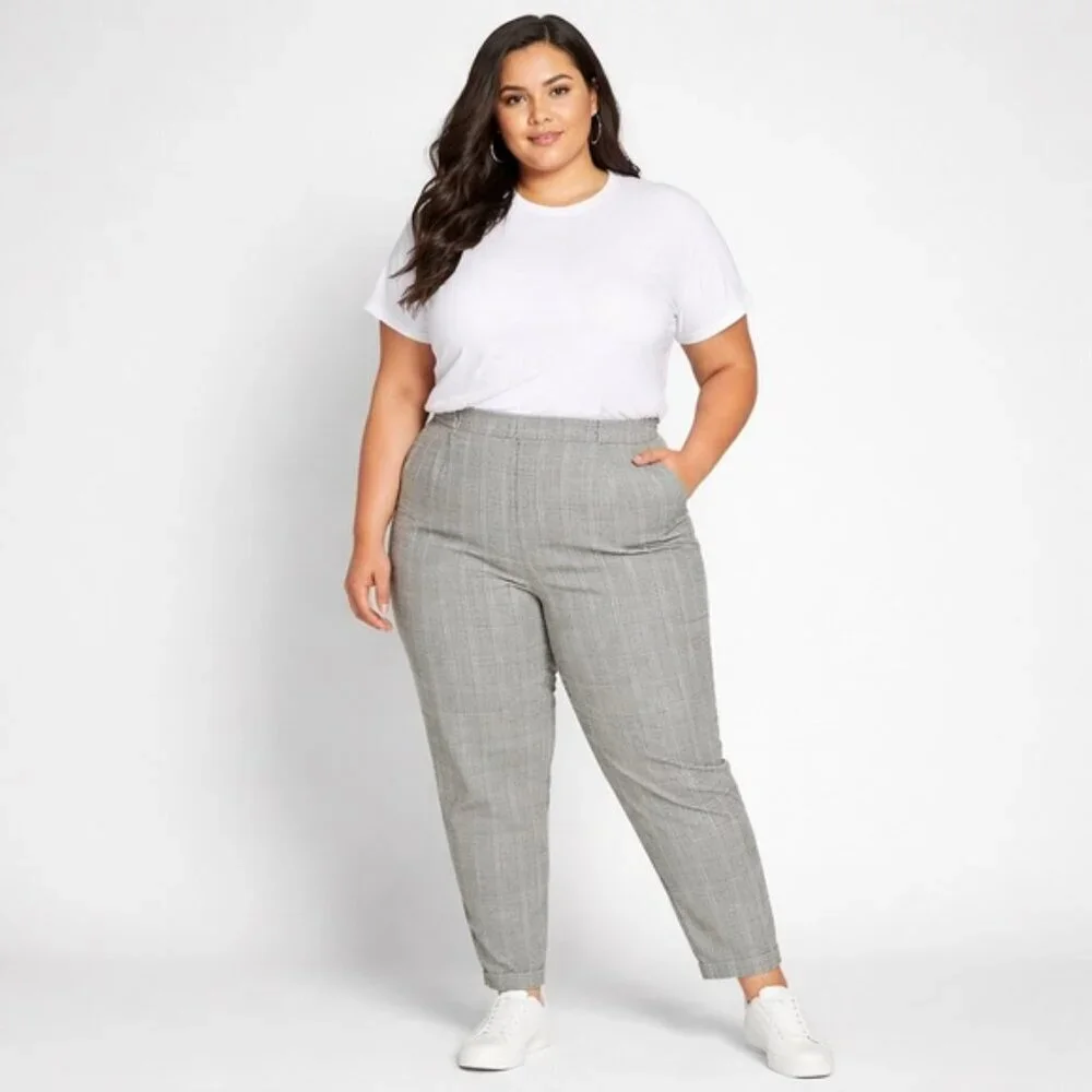 NWT Savvy Fit Plaid Straight Leg Pants High Rise
