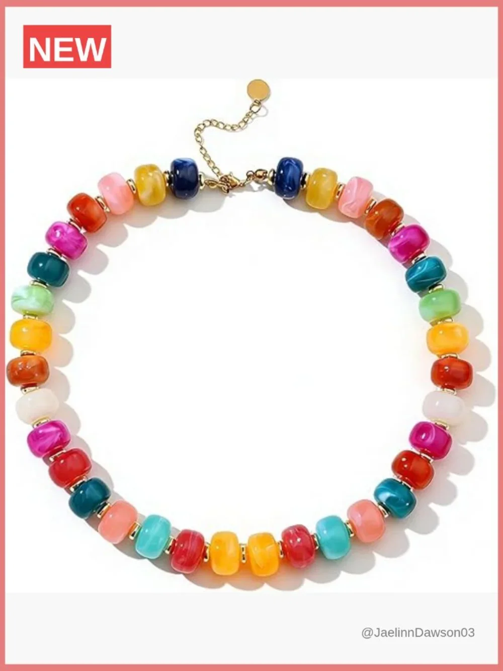 Chunky Beaded Statement Necklace Trendy Boho Resin Choker Handmade