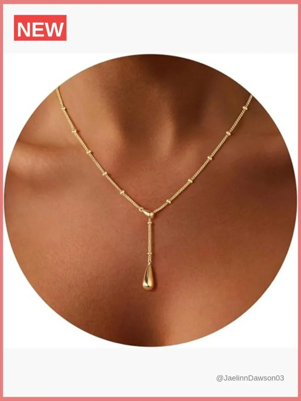 Dainty 14K Gold Plated Beaded Chain Pendant Necklace Set