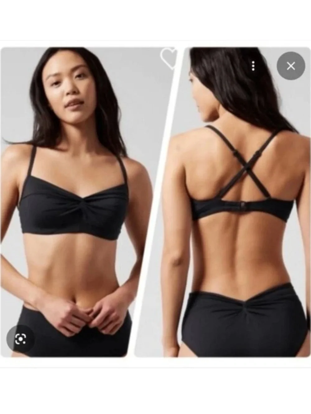 Athleta Hampton Black Twist Front Underwire Padded Beach Swim Bikini Top 34 B/C