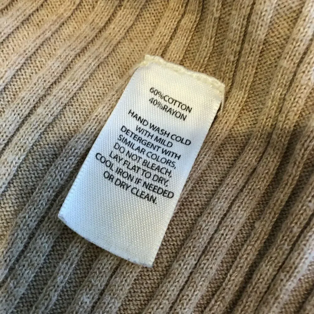 WHBM tan mixed ribbed knit open draped water fall cardigan size Medium