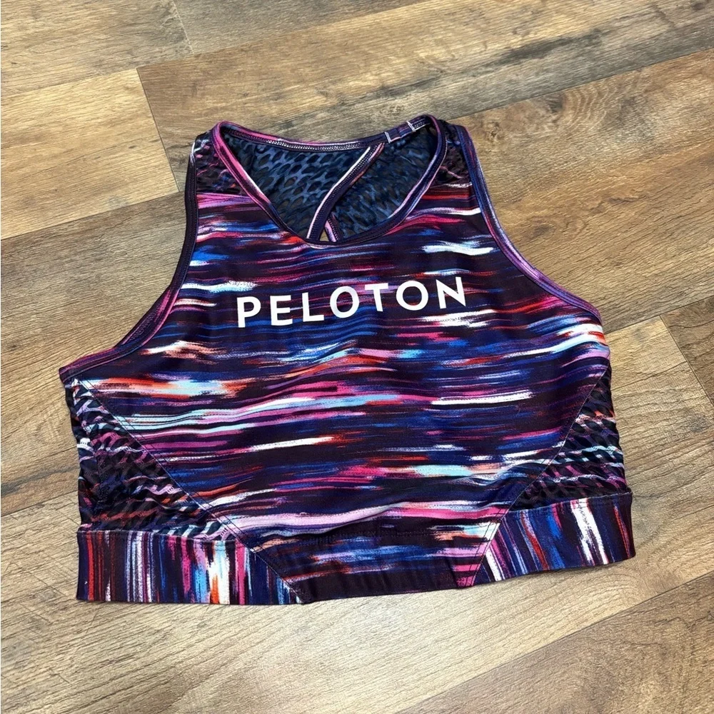 Peloton x WITH Sports Bra Medium Multicolor Racerback High Neck Activewear