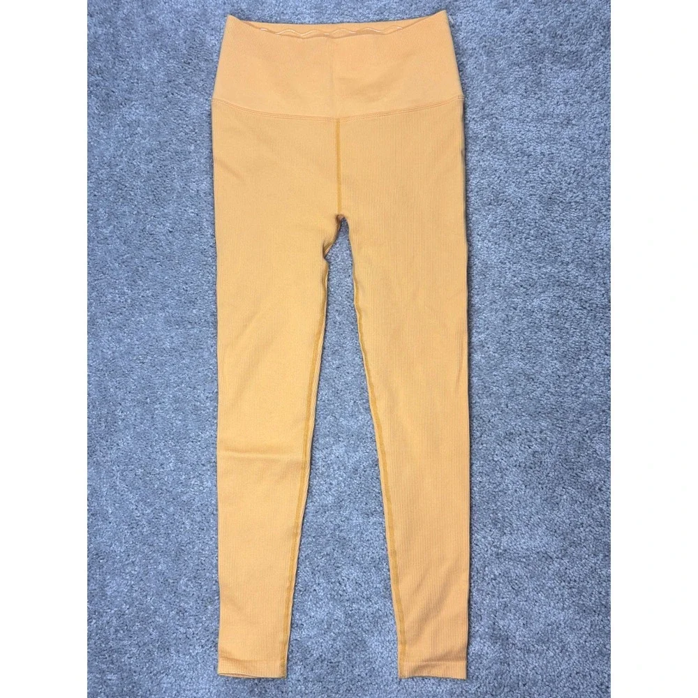 Spiritual Gangster Womens‎ XS/S High Waist Ribbed Seamless Leggings Orange Yoga