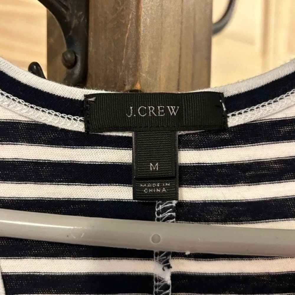 J. Crew Striped Cotton Navy and White Dress Size Medium