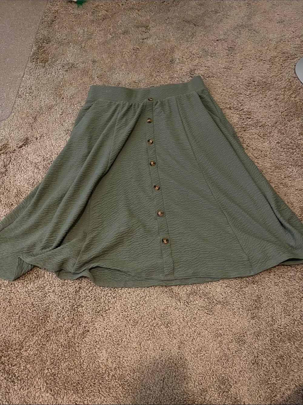 Torrid 00 green flare skirt buttons capsule layering