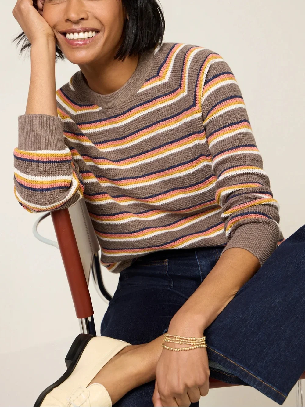Evereve Faherty 2025 Cashmere Organic Cotton Throwback Sweater