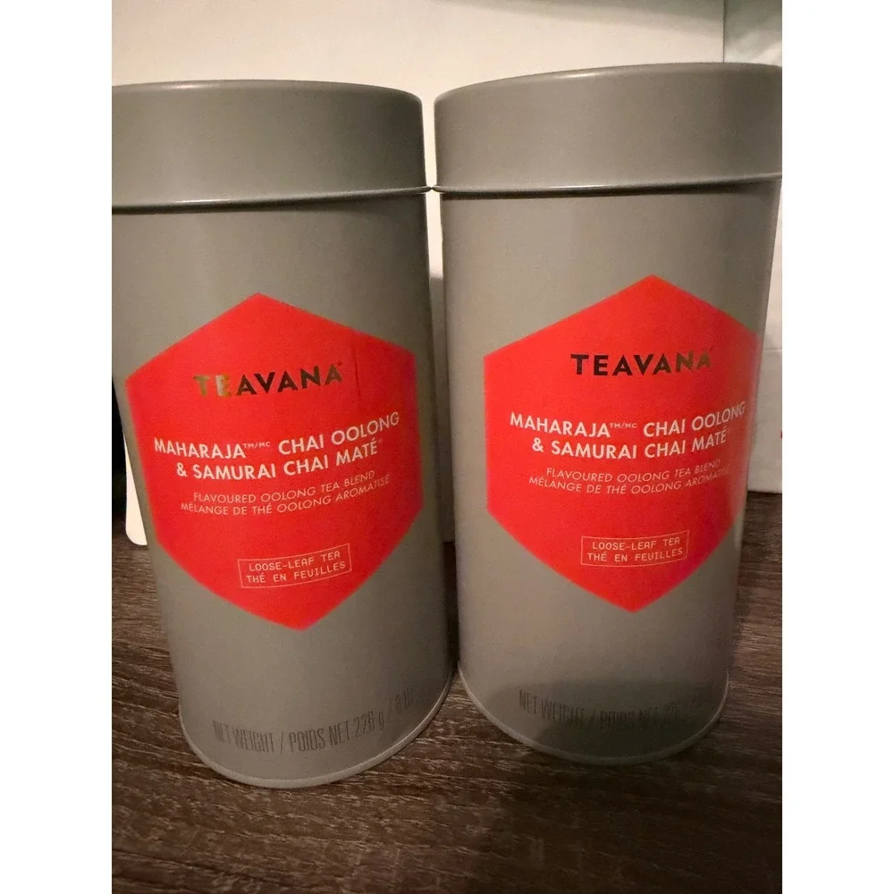 Teavana Maharaja Chai Oolong‎ Samurai Chai Mate Loose Leaf Tea 8oz Tins Lot of 2
