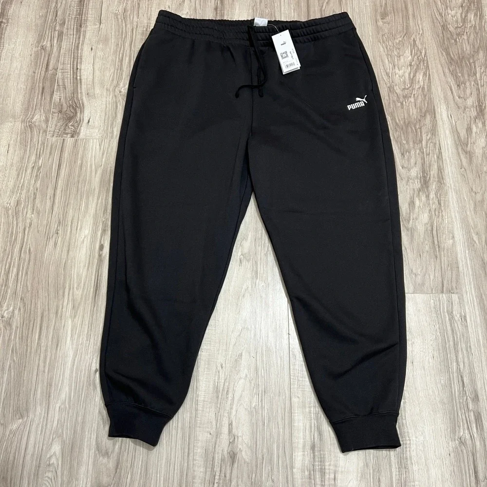 Puma Women's Plus Size 3X Essentials High Waisted Fleece Sweatpants Black