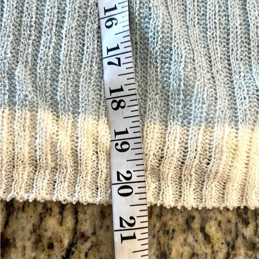 Anthro’s POL Sweaters Cable Knit Color Block,Sky Blue,Tangerine, Excellent Cond.