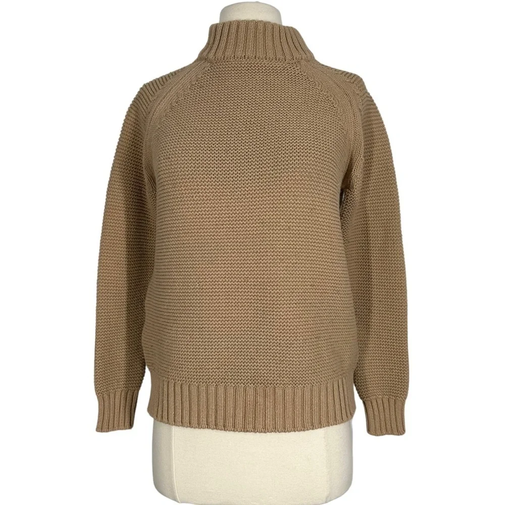 ZARA Camel Tan Knit Mock Neck Sweater