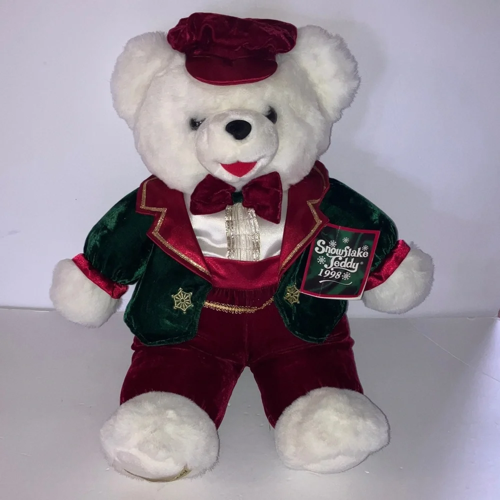 1998 Snowflake Teddy Bear with Red and Green Outfit‎ & Hat
