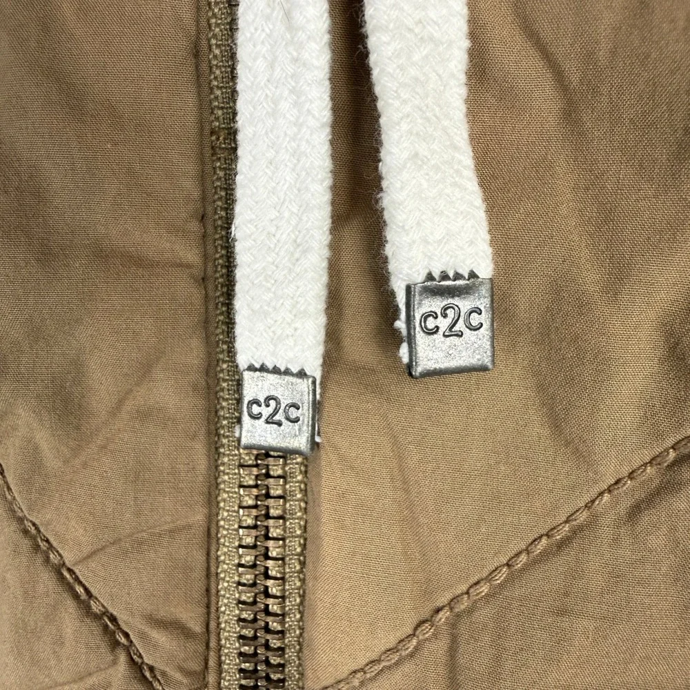 Carbon2Cobalt Beachstone Vest Womens L Camel Brown Quilted Hooded Snap Vent