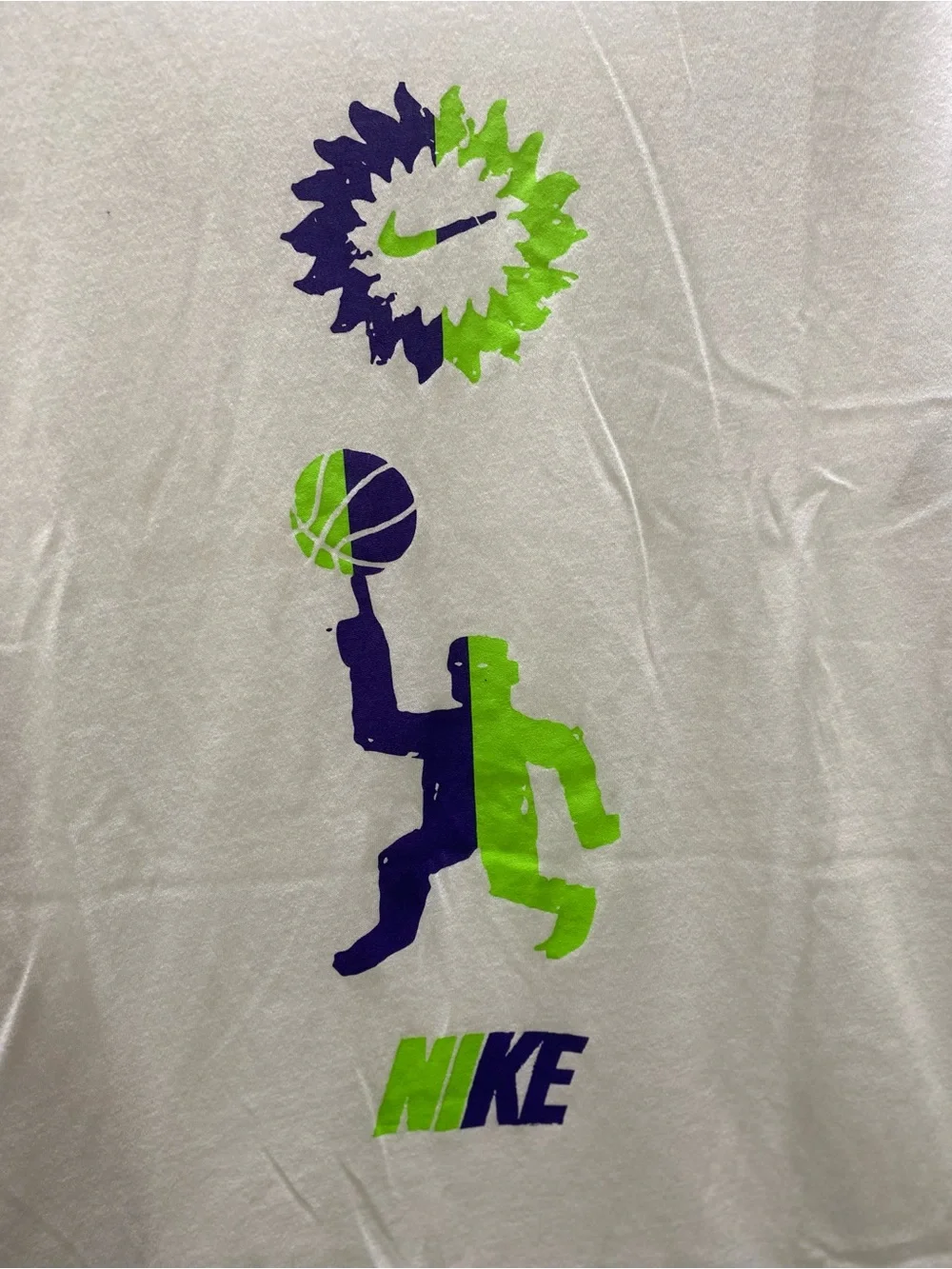 Nike Dri-FIT Graphic Print Crew Neck Short Sleeve White Men's Tee Medium #gym