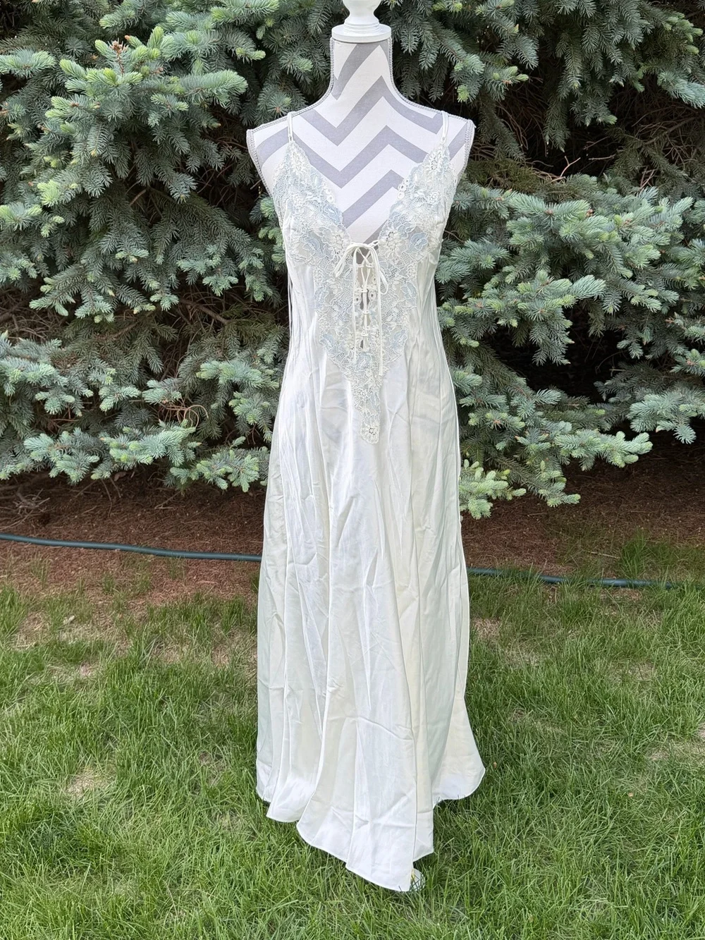 Vintage Victoria’s Secret bridal cream satin and lace maxi nightgown