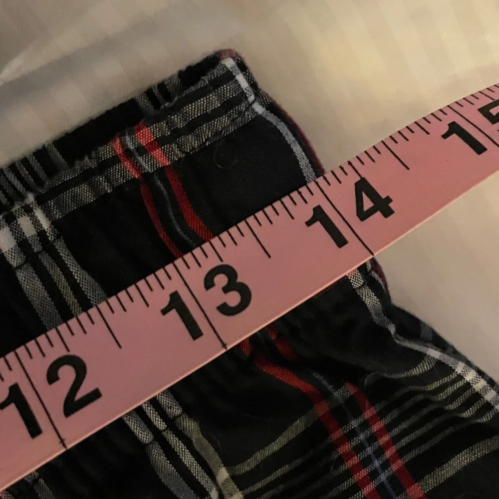 Merona Unisex-Cotton Pajama Bottoms Plaid High Rise Lightweight Black/White/Red