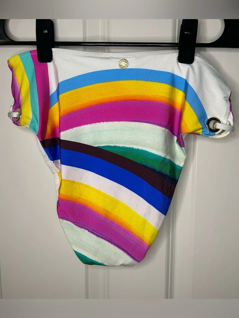 Sunshine 79 High waisted bikini bottoms multicolor rainbow stripe beach pool