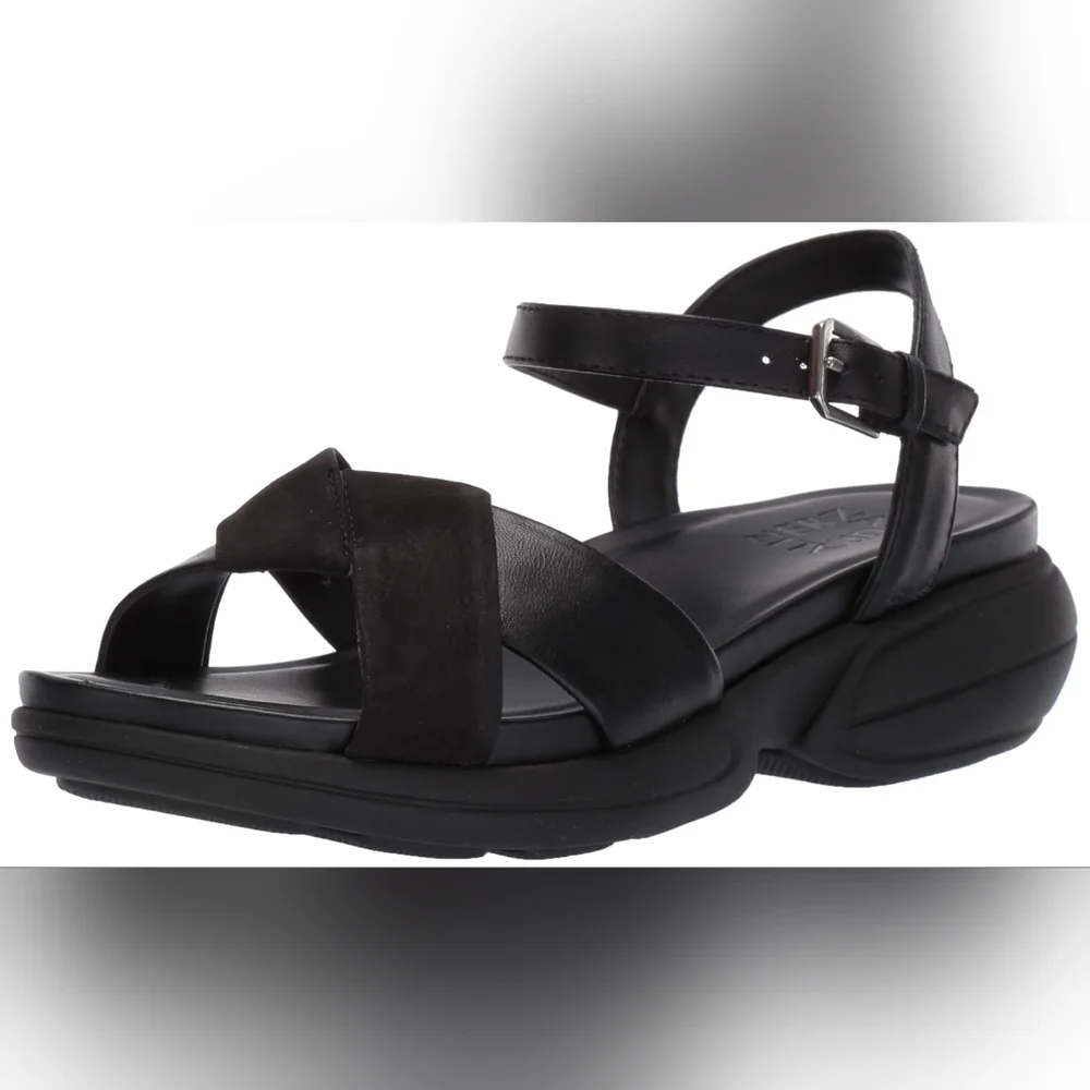 Naturalizer Black Platform Ankle-Strap Sandals