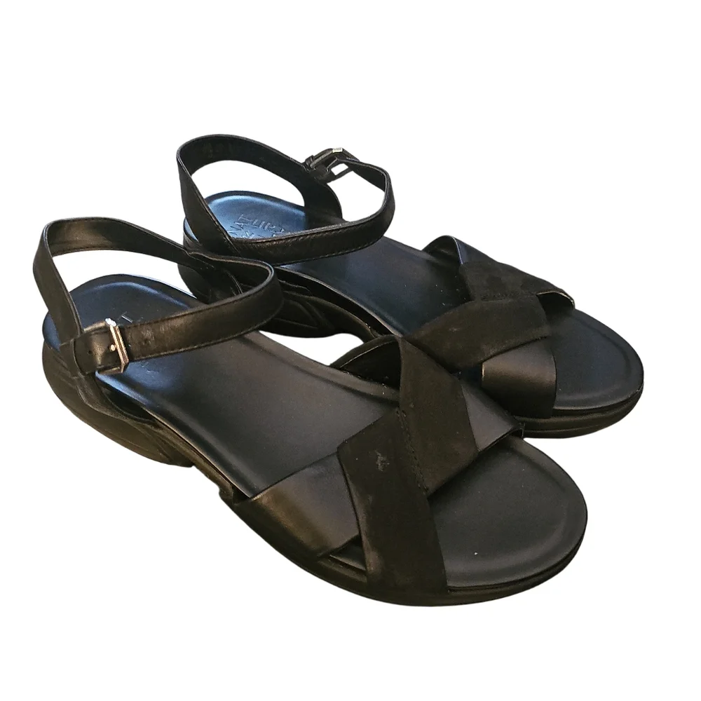 Naturalizer Black Platform Ankle-Strap Sandals