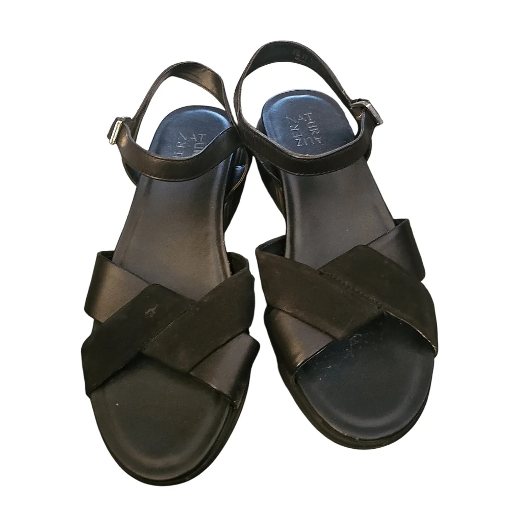 Naturalizer Black Platform Ankle-Strap Sandals