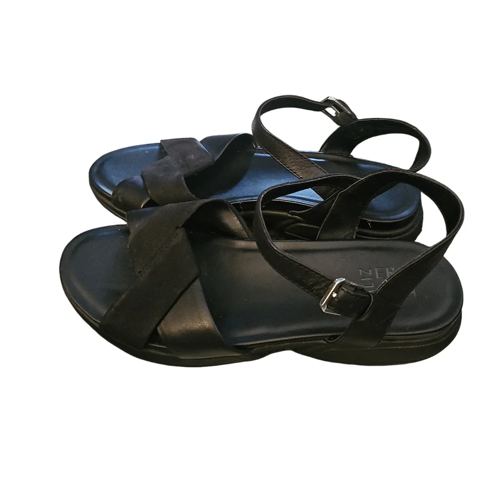 Naturalizer Black Platform Ankle-Strap Sandals