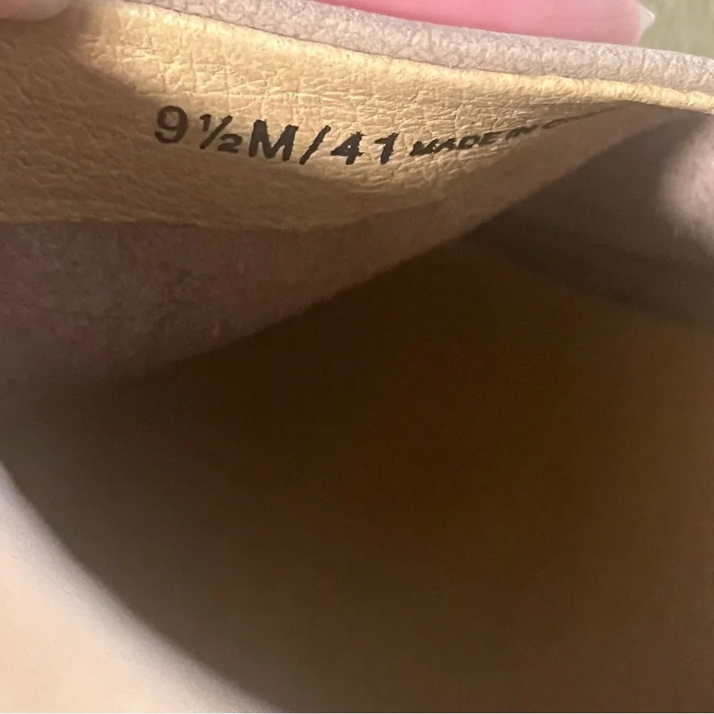 Lucky Brand Jaxy Sz 9.5 Beige Tan Soft Suede Open Toe Cut Out High Wedge