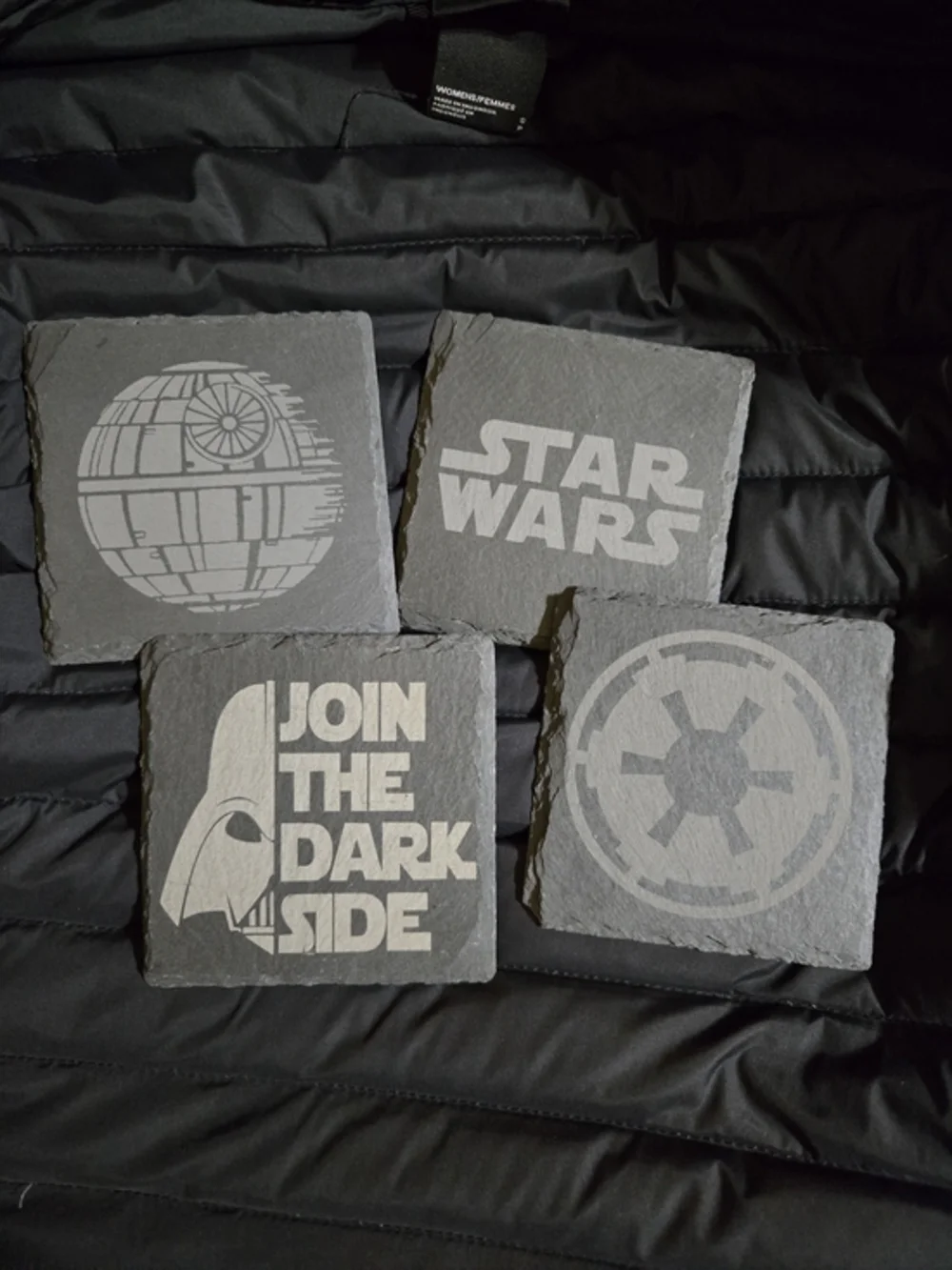Star Wars‎ Black Slate Coaster Set with Gray Etched Designs