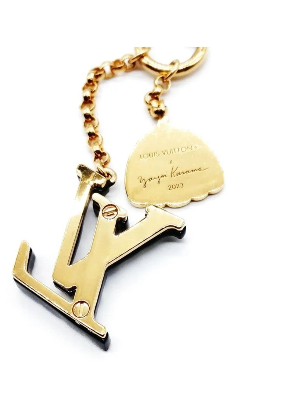 Authentic Louis Vuitton LV Iconic Charm Necklace Gold Tone Black Enamel Pendant