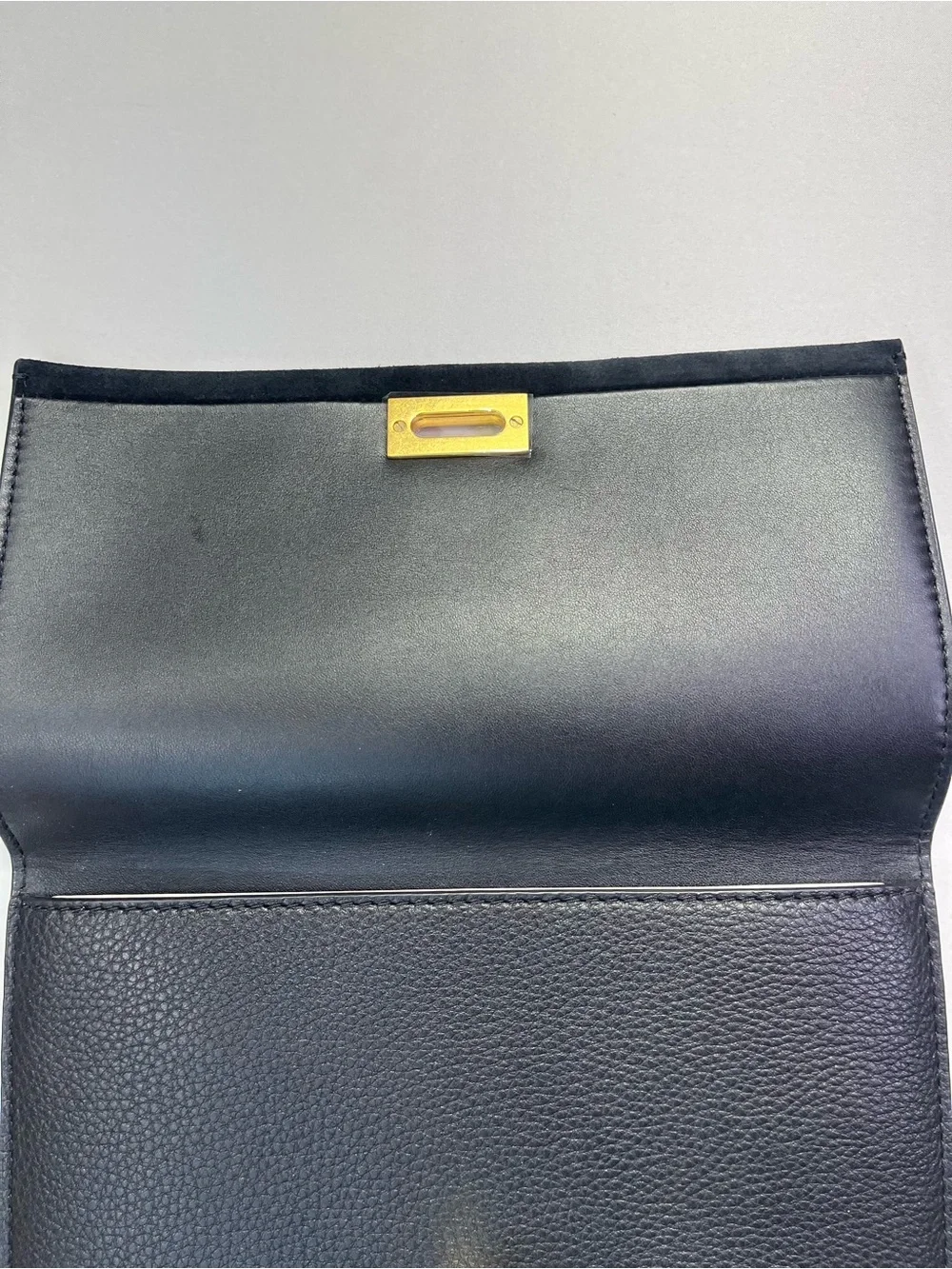 Tory Burch Black Suede Leather Clutch with Gold Turn-Lock - NWT