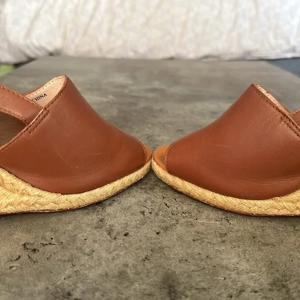 Kate Spade Bowdon Luggage Napa Natural Rope Wedge size 11