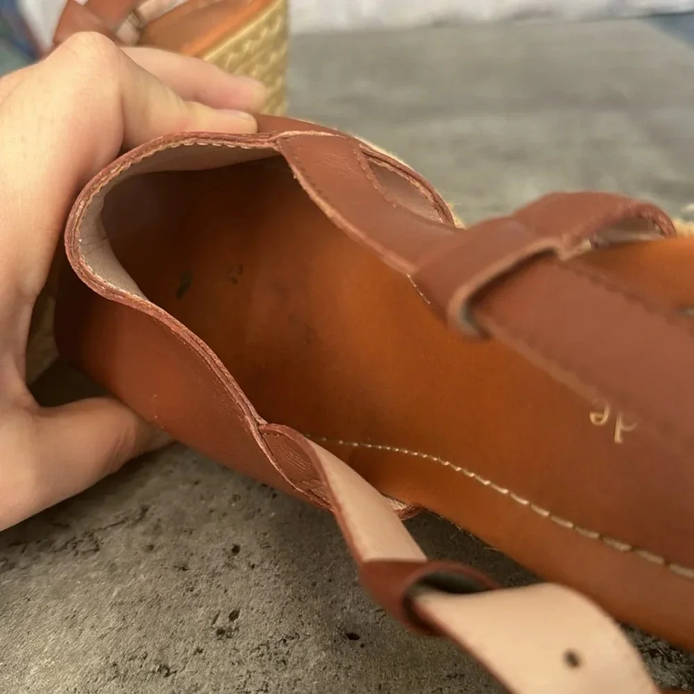 Kate Spade Bowdon Luggage Napa Natural Rope Wedge size 11