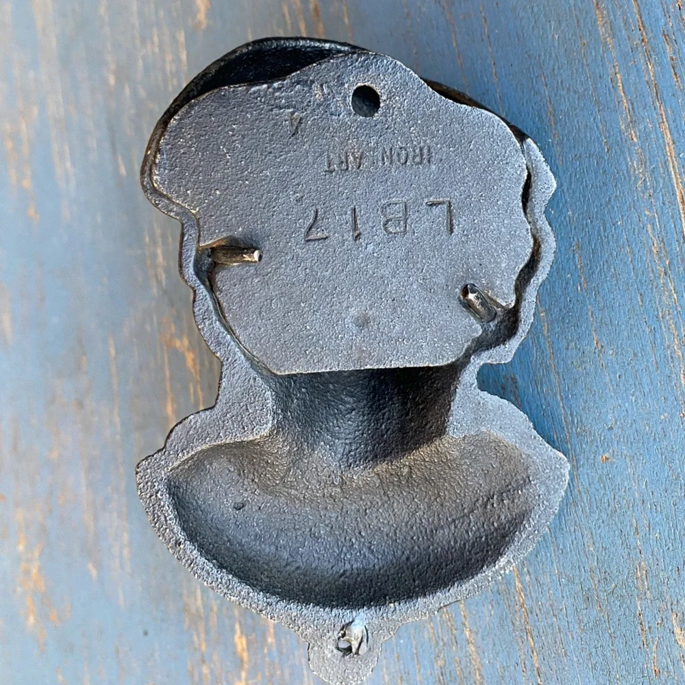 Black Cast Iron Wall Hanging Match Holder Hook Numbered Vintage Condition