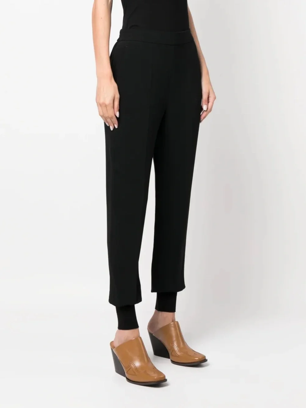 Stella McCartney Black Cropped Elastic-Waist jogger Pants
