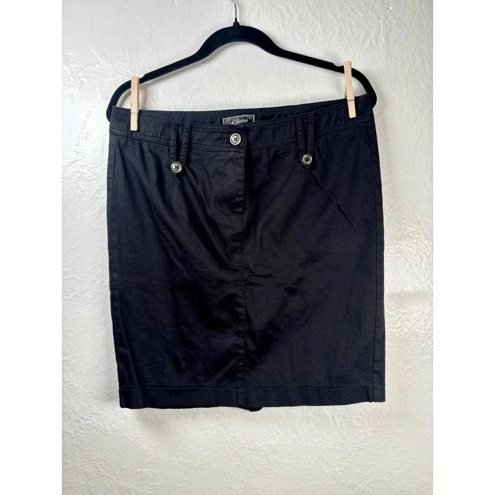 Guess‎ Pencil Skirt Womens Large Black Y2K Office Siren Clubwear Dark Academia
