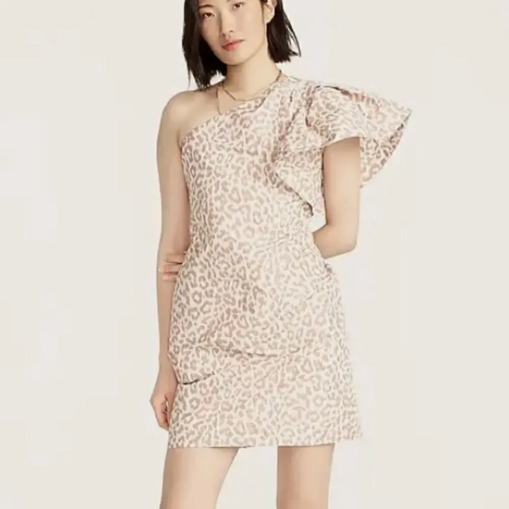 J.Crew One-shoulder ruffle dress in Italian ikat leopard 4
