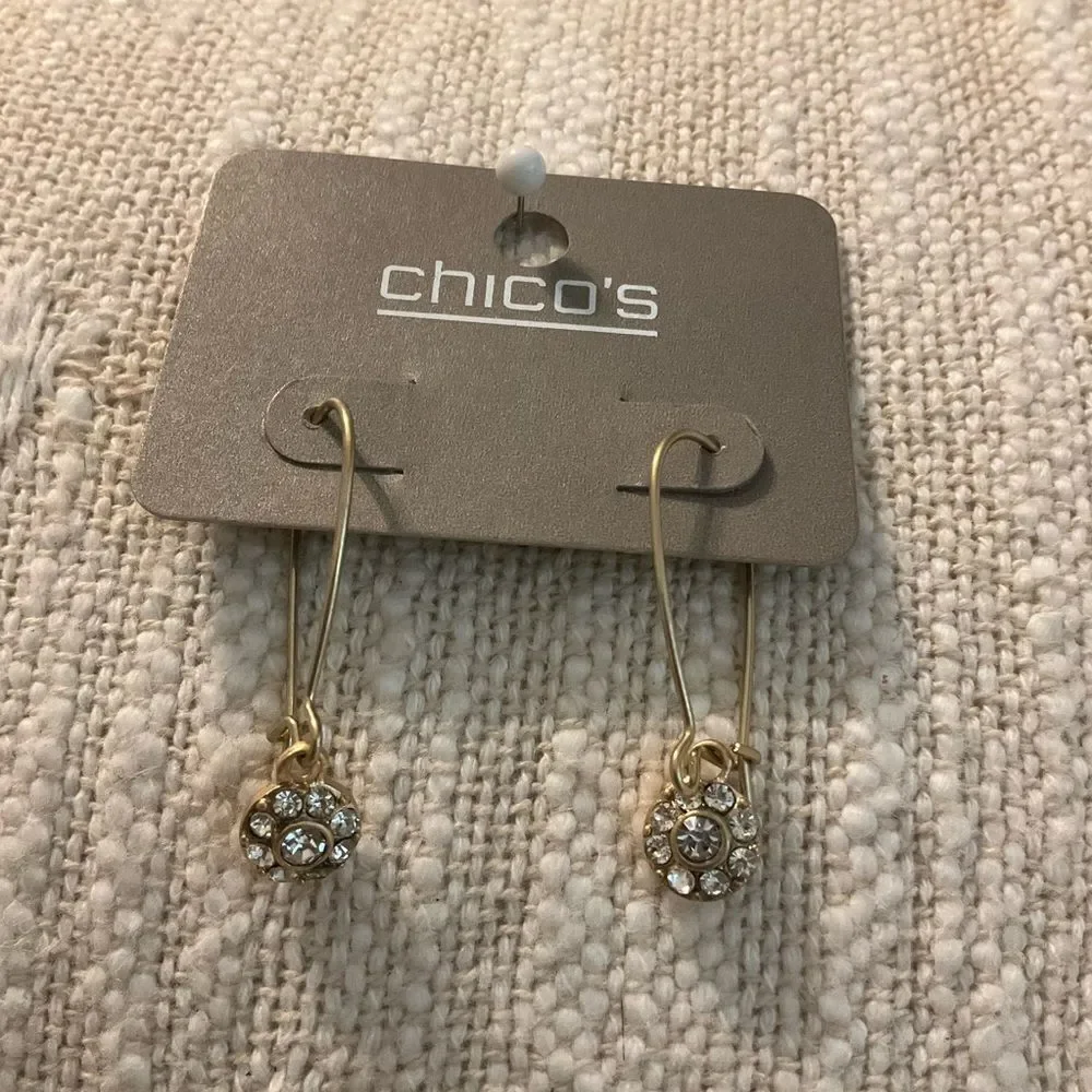 0172-Chico's Gold Crystal‎ Drop Earrings