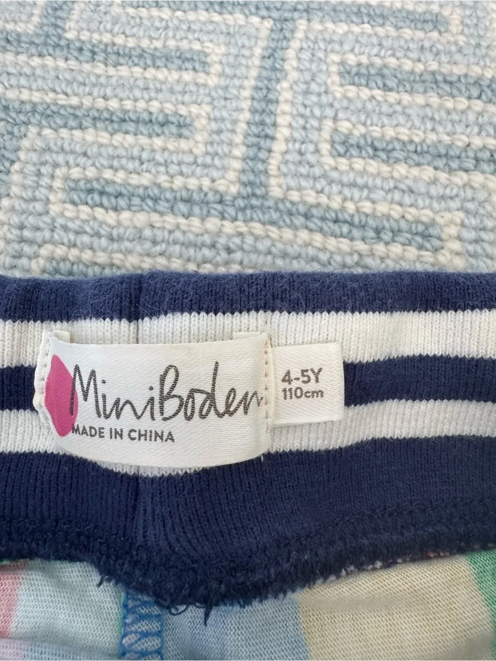 Mini Boden Girls' Rainbow Striped Skirt with Navy Drawstring Waistband