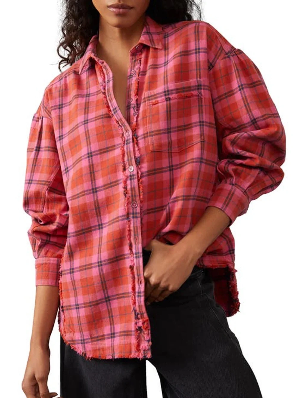 We The Free  /,Free People/ Happy Hour Flannel Shirt  0B/518542  ~ Size S