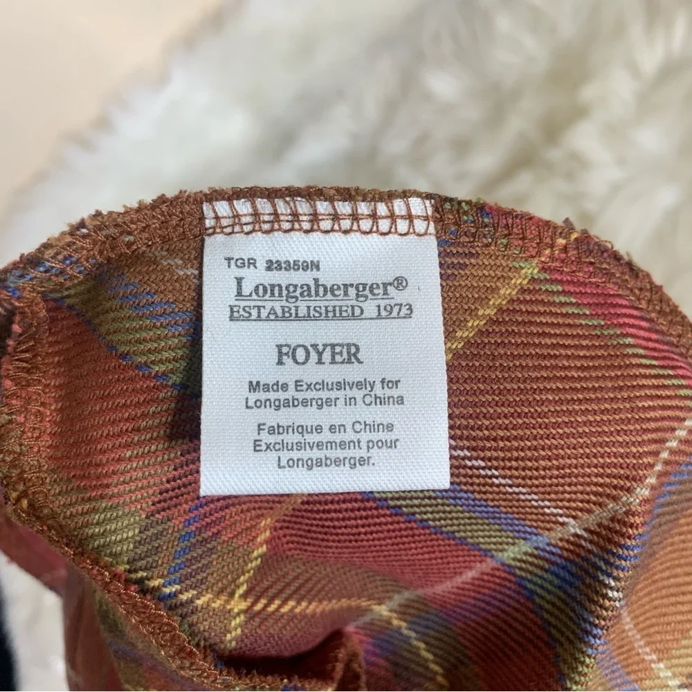 Longaberger Foyer Basket Fabric Liner in Toboso Plaid