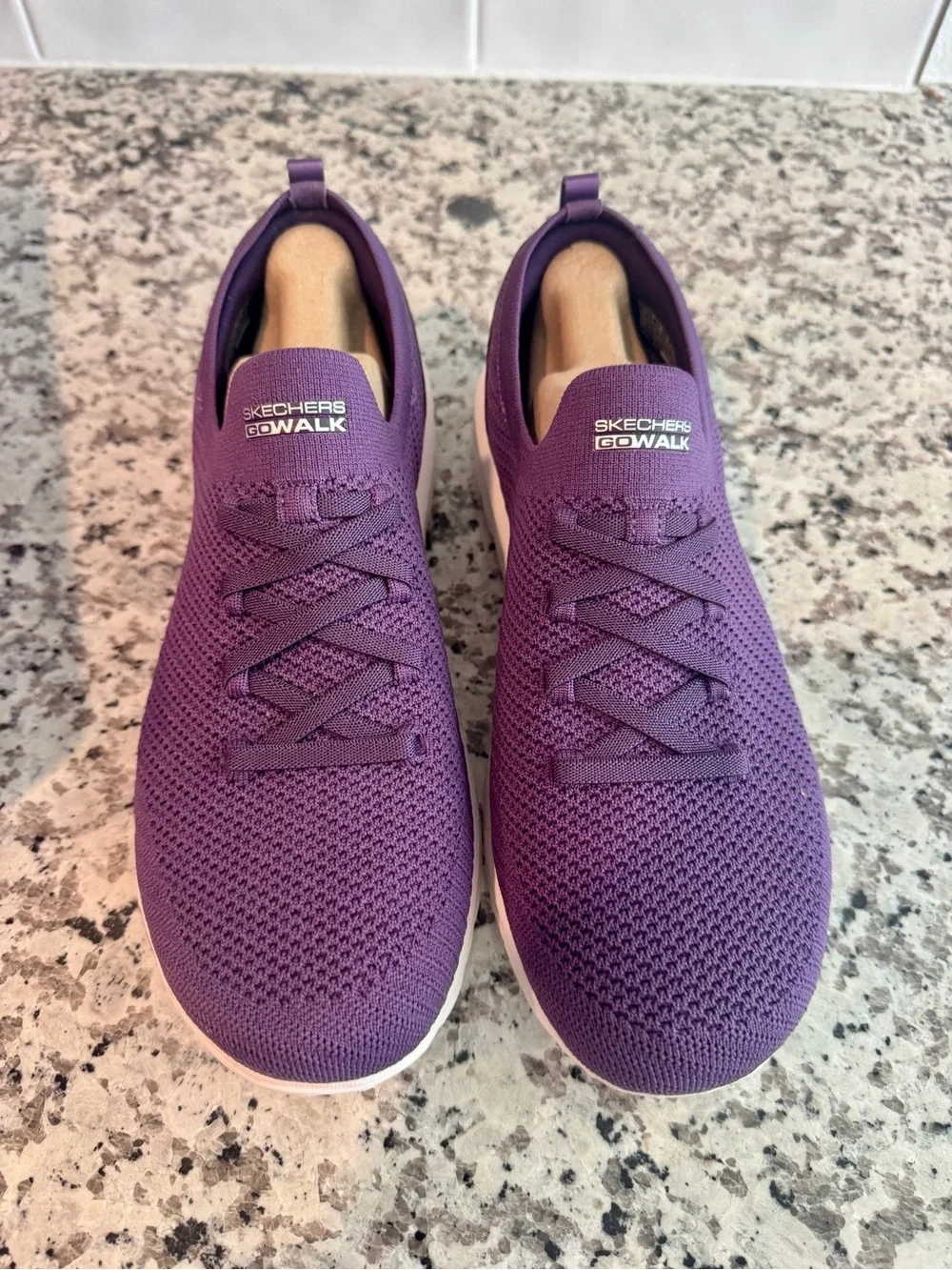 Skechers GOwalk Women's Purple Knit Slip-On Walking Sneakers