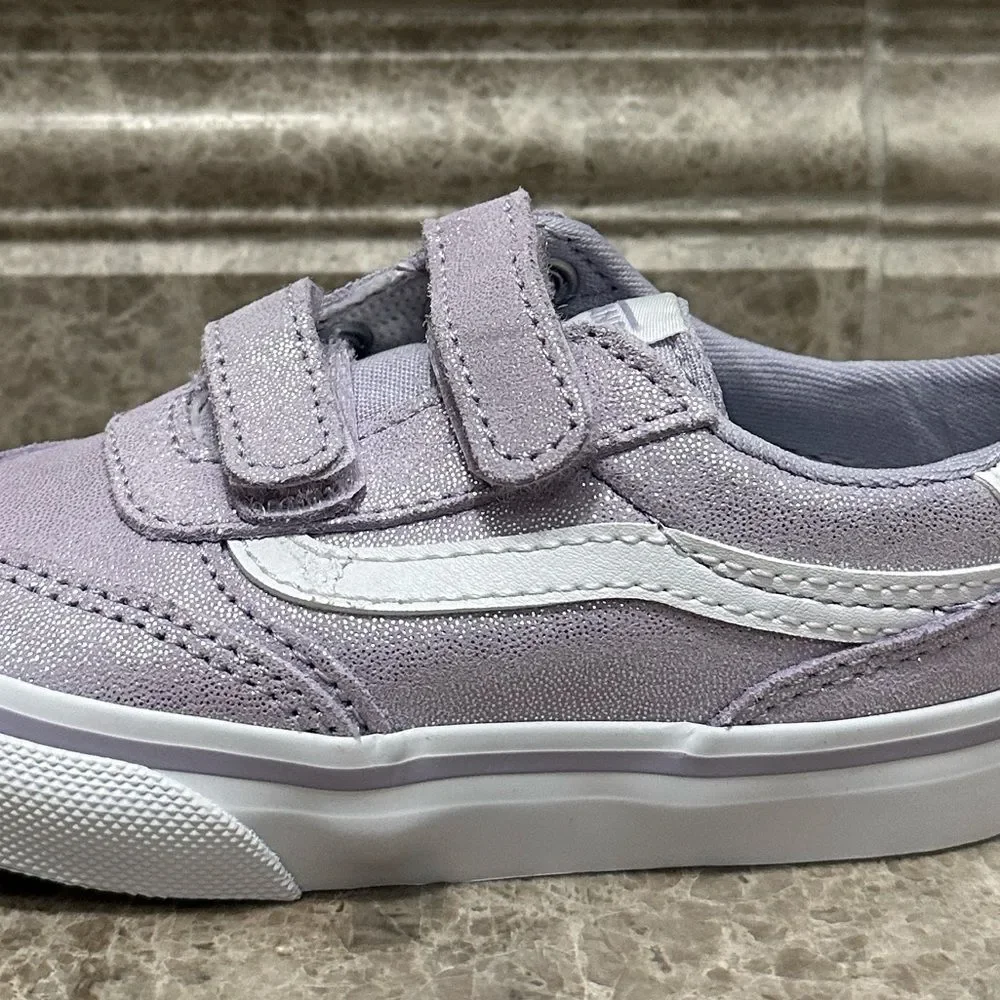 Vans Brooklyn Lifestyle Shoes Canvas NEW Kids Size 8 Purple Shimmer Velcro