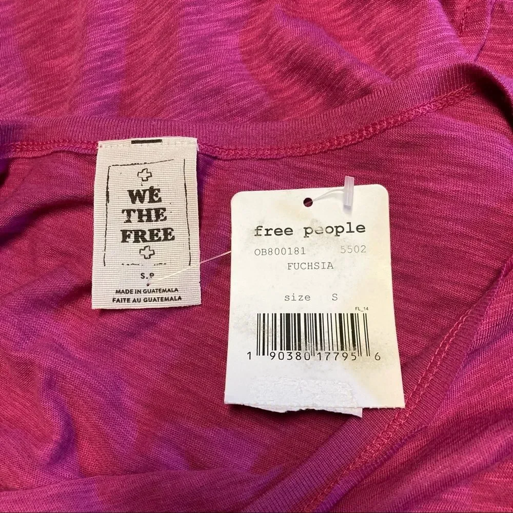 We The Free Pink So Easy Ruffle Sleeve Tee Small Free People Fuchsia NWT