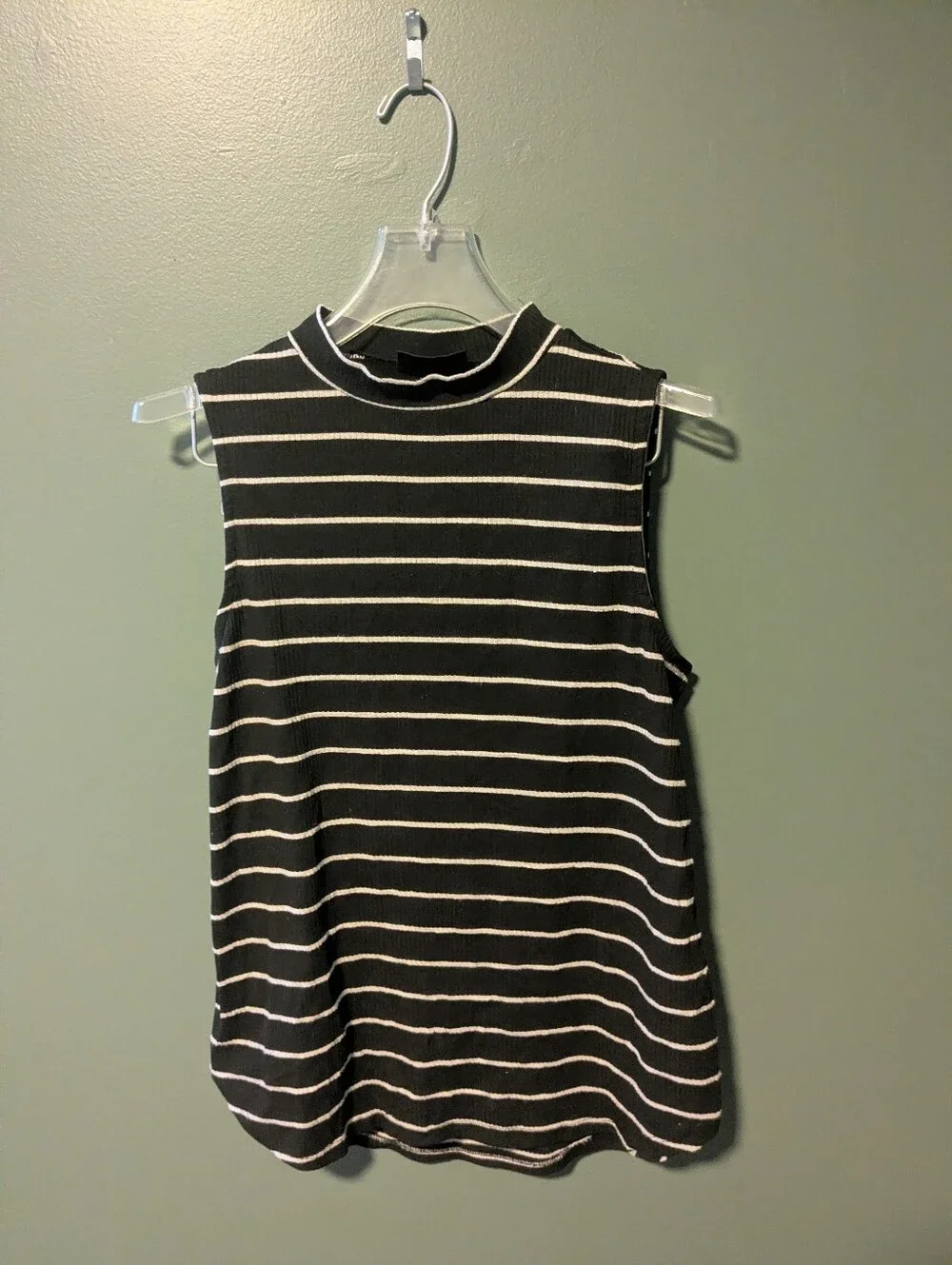 Apt. 9 Black & White Striped Mock Neck Tank