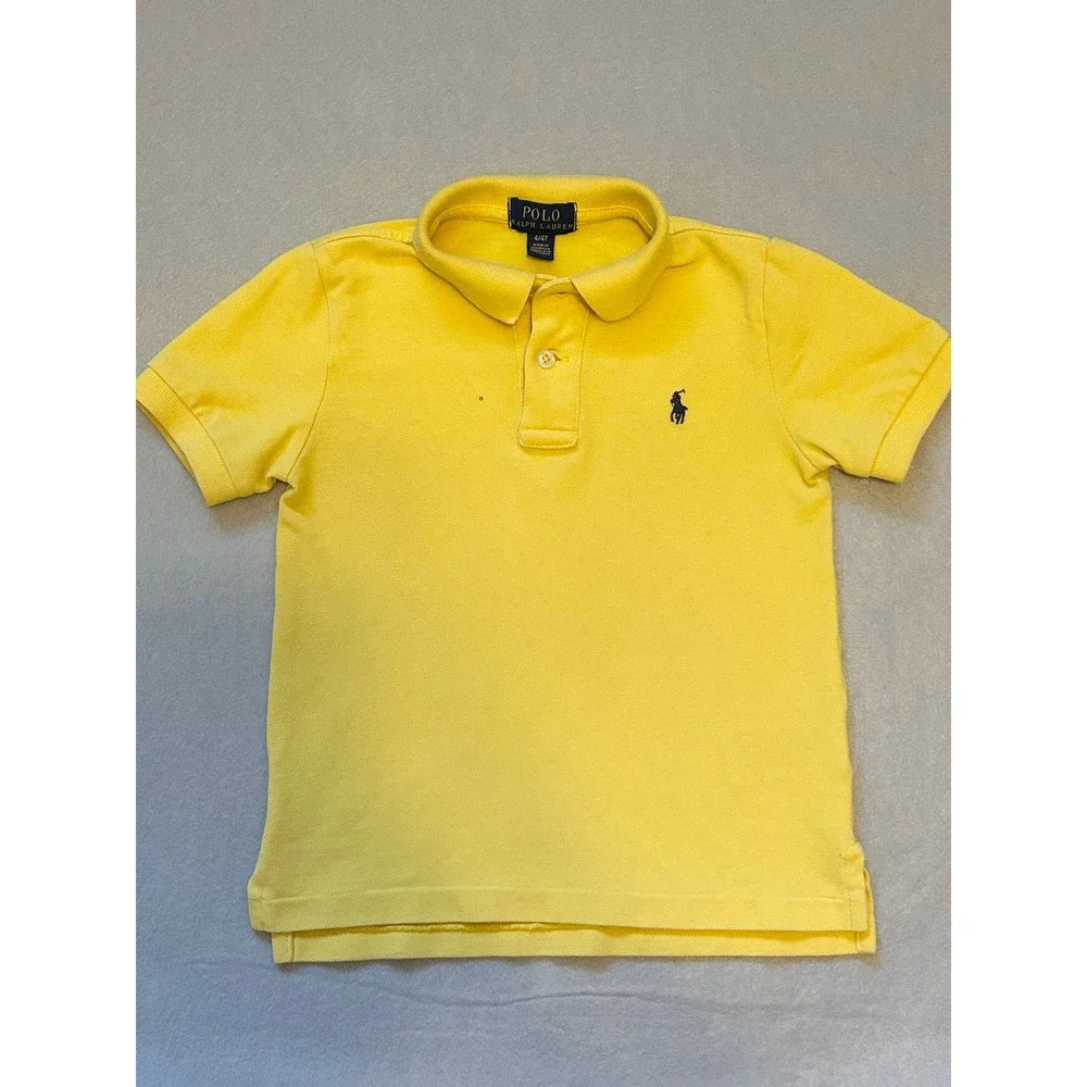 Polo Ralph Lauren Boys Yellow Cotton Pique Short Sleeve Polo Shirt Size 4/4T